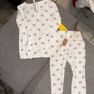 SKIMS White and Pink Heart Kids Pajamas